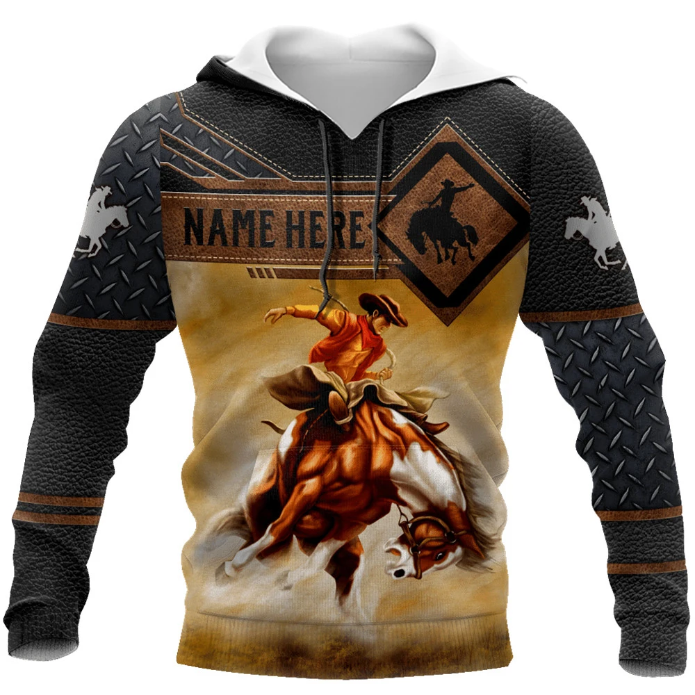 

HX Rodeo Hoodies Custom Name Fashion Splicing 3D Printed Vest T-shirts Sweatshirts Coats Casual Sportwear Men Clothing Sets