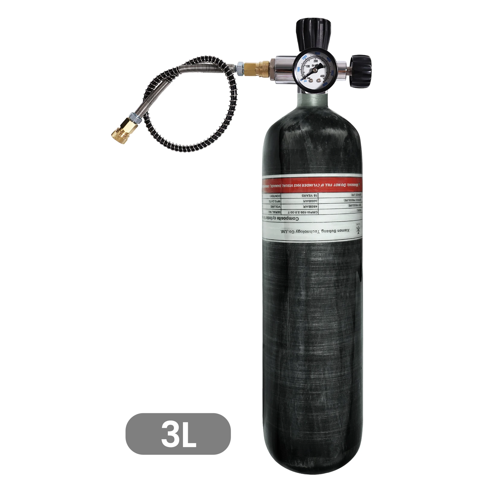 TUXING 300Bar 3L Carbon Fiber Cylinder with Fill Station Regulator Valve 4500psi