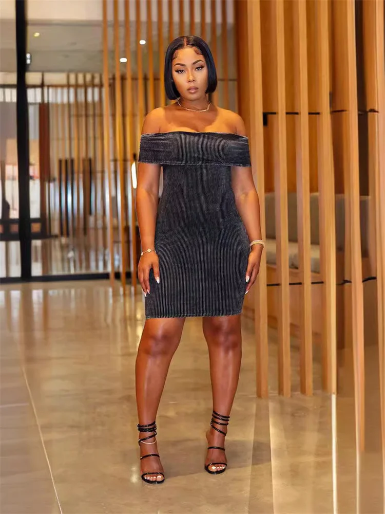 Wmstar Summer Dress Women 2024 Sexy One Shoulder Tight Knit Dresses Commuting Hip Hugging Short Skirt Wholesale Dropshipping