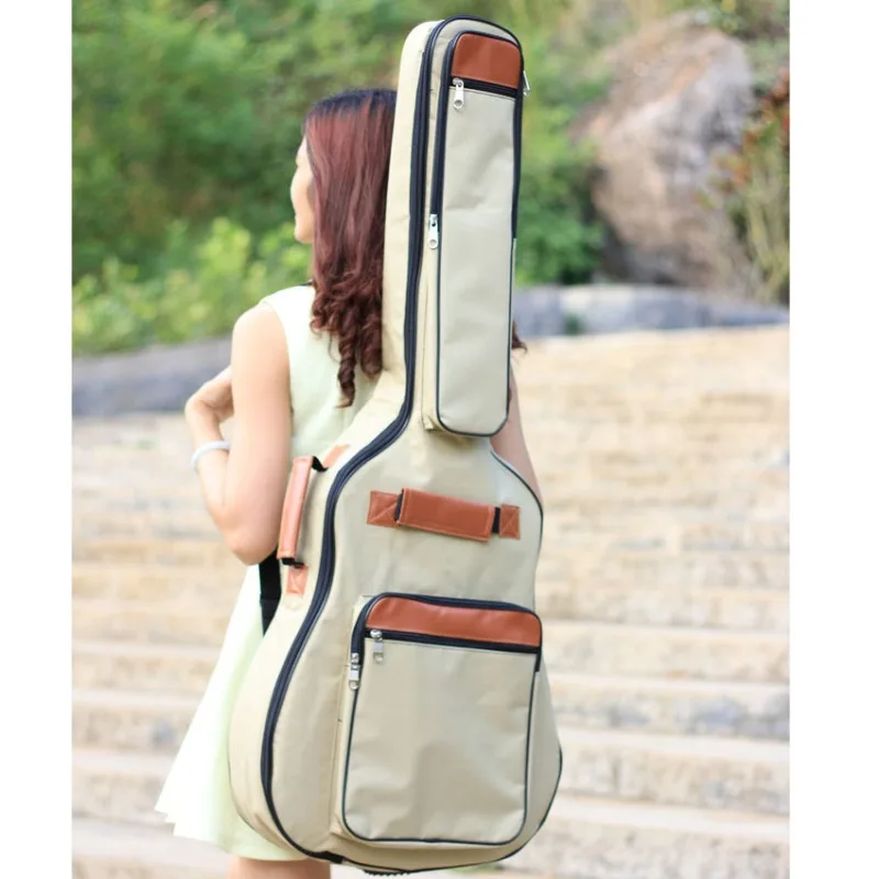 Acoustic Guitar Bag 41 Inch Thickened Waterproof Oxford Nylon Double Straps Cotton Padded Guitar Case Gig Backpack