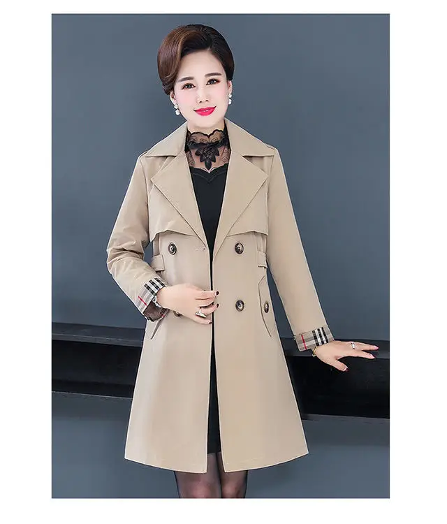 long black puffer Middle-age Elderly Spring Autumn Coat 2022 New Women Autumn Mid-length Trench Coat Women Loose Plus Size 5XL Windbreaker Jacket down coats & jackets