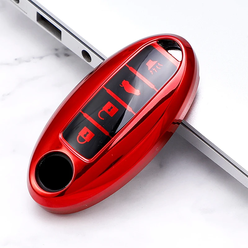 1797 4 Button Key Fob Cover For Nissan Pink Cute Bling Key Chain Case Shell Altima Rogue Sentra Murano Pathfinder Armada Accessories TPU, Pink - View #5