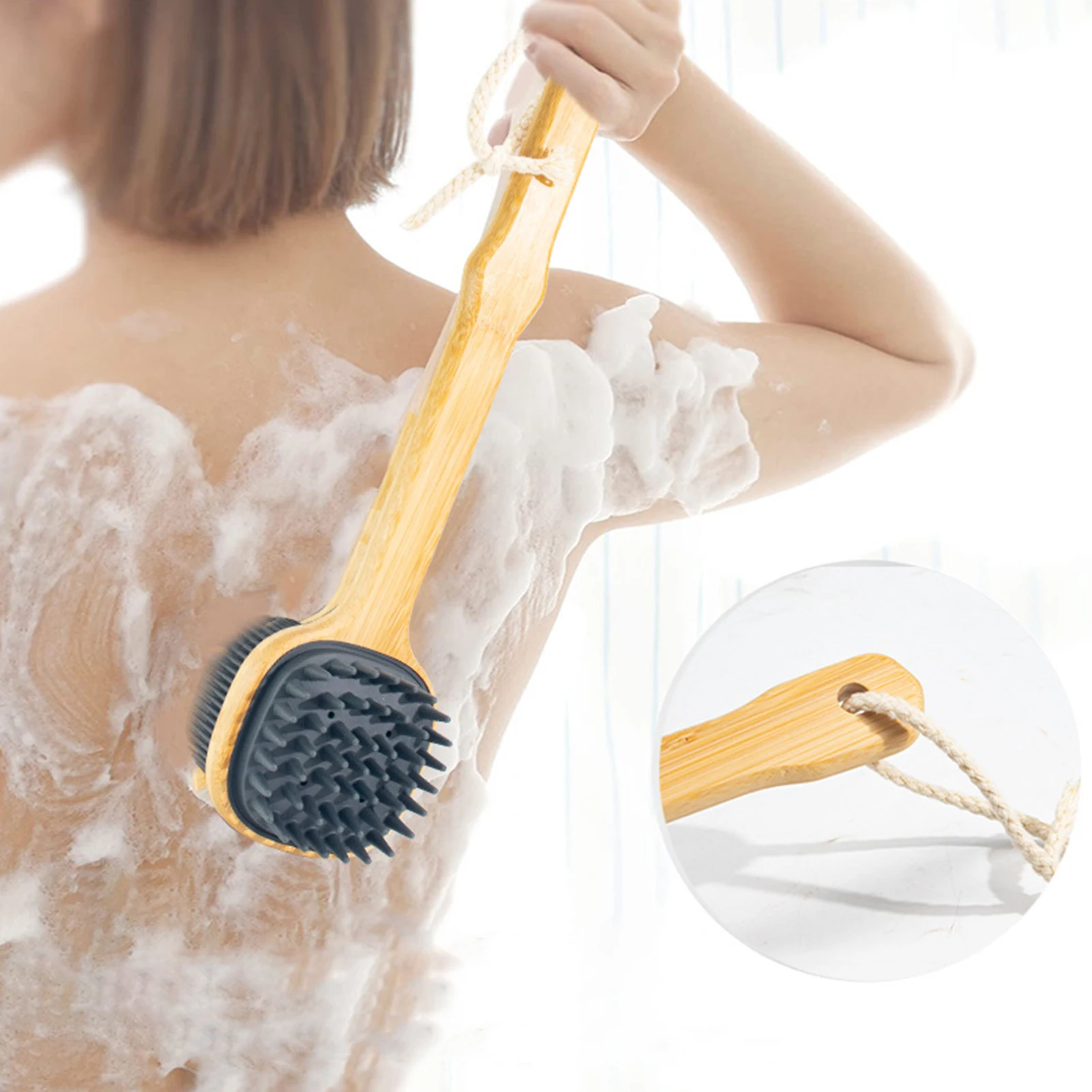 

Bath Brush Back Body Bath Shower Silicone Scrubber Brushes With Handle Exfoliating Scrub Skin Massager Exfoliation Bathroom Tool
