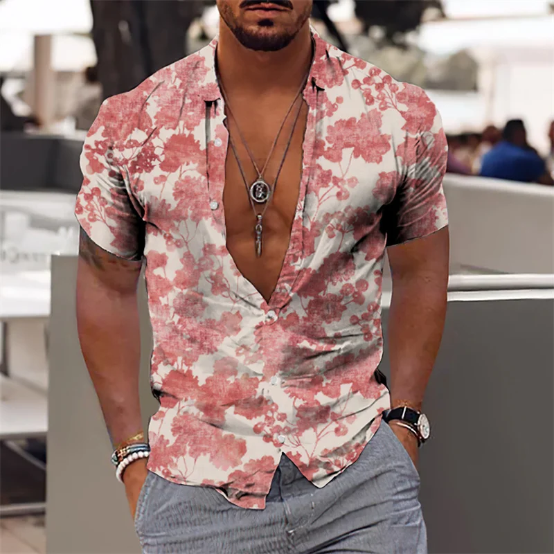 2023 Coconut Tree Shirts For Men 3d Printed Men's Hawaiian Shirt Beach 3xl Short Sleeve Man Blouse Shirts Fashion Tops Shirt 3