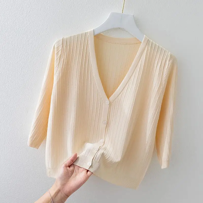 Fashion Women Solid Knitted Sweaters Coats Spring Summer Half