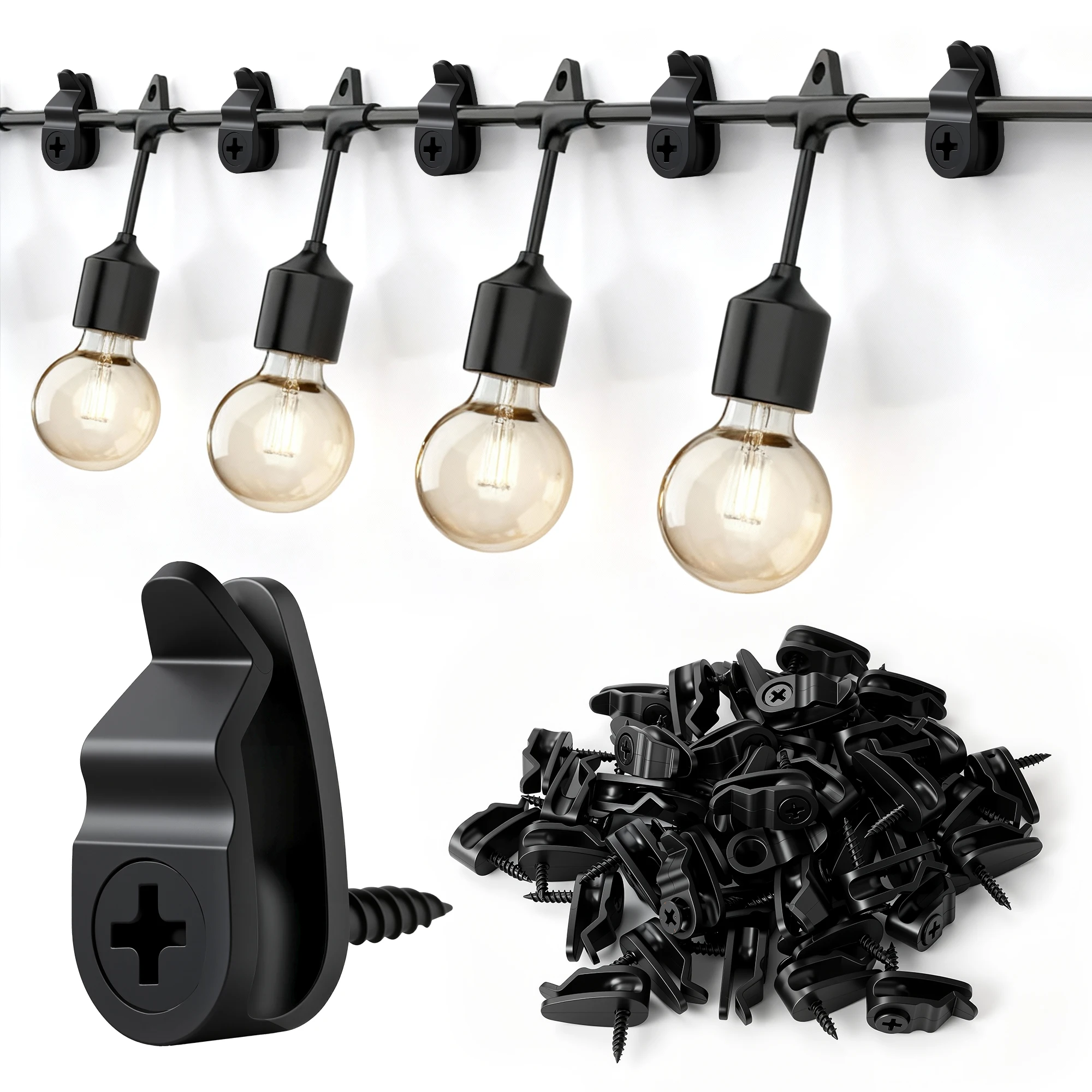 Outdoor String Lights Clips, Weatherproof Cable Hanger Hooks for ...