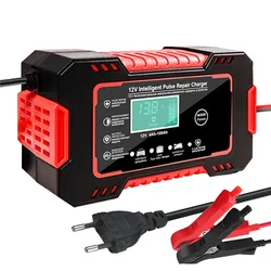 Car Battery Charger 12V Pulse Repair LCD Display Smart Fast Charge AGM Deep cycle GEL Lead-Acid Charger For Auto Motorcycle