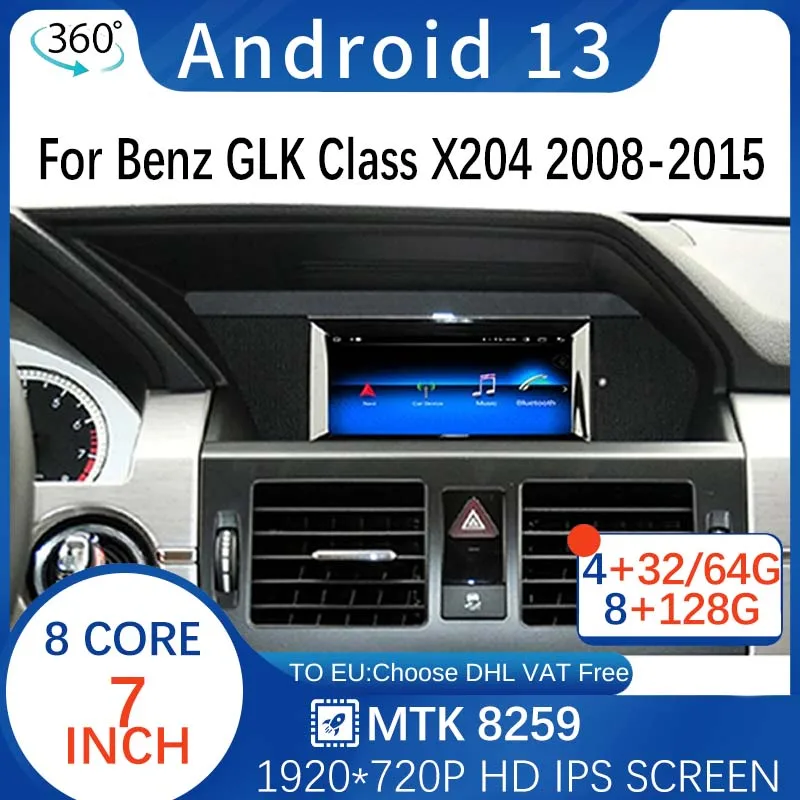 Android13 8 + 128G Mt8259 7 "Touch Screen Per Glk X204 2009-2015 Multimedia Video Radio Stereo Player Navigazione Gps Ips 4G Sim