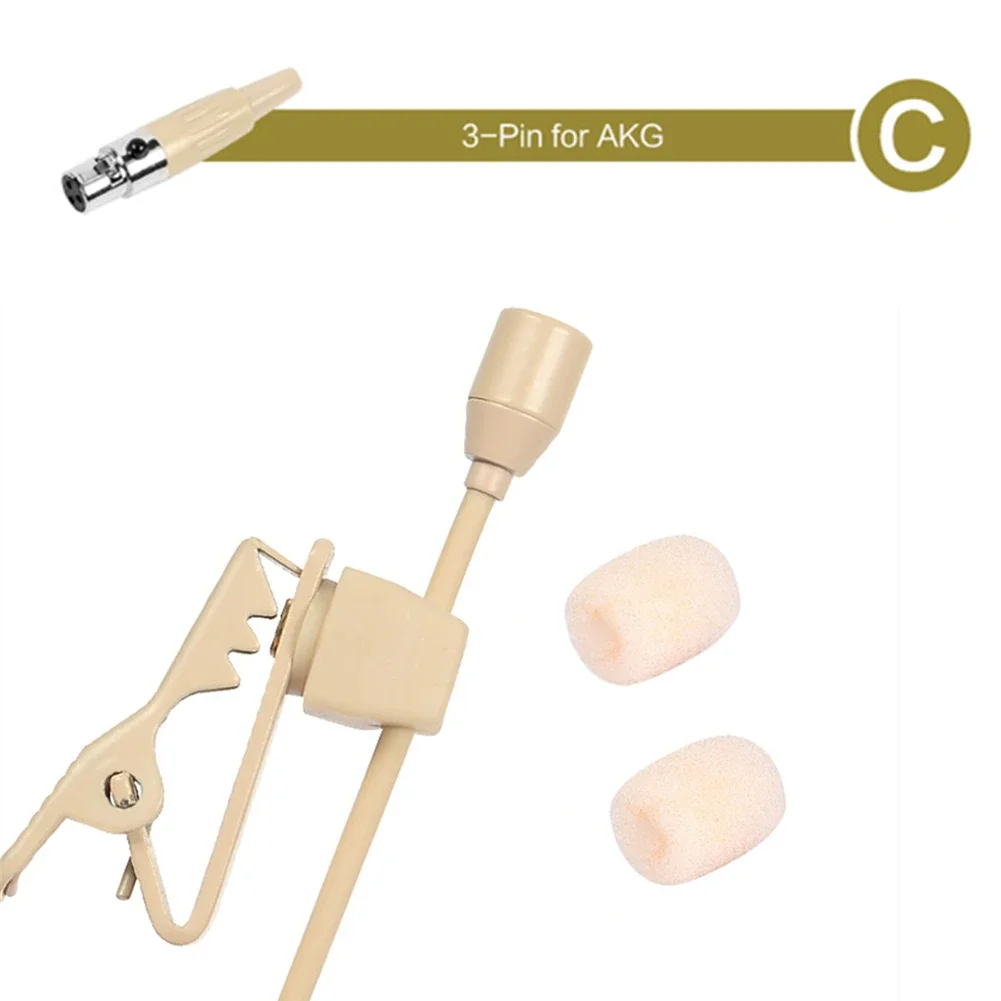 Lavalier Lapel Microphone Clip 3.5mm 3/4 Pin XLR Beige For Shure Wireless Wireless Audio Mic Clamps Accessories lavalier microphone clip