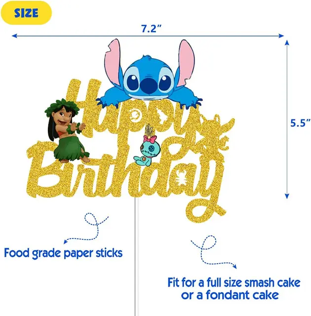 Disney Lilo & Stitch Glitter Paper Cake Topper Hanppy decorazioni per torte  di compleanno per Kild Birthday Baby Shower forniture per decorazioni per