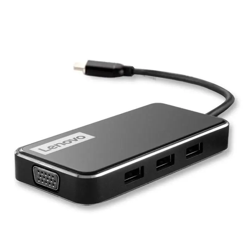 

USB-концентратор Lenovo для ПК, высокоскоростной USB-концентратор с несколькими портами для компьютеров, док-станция, адаптер с 3 портами, черный