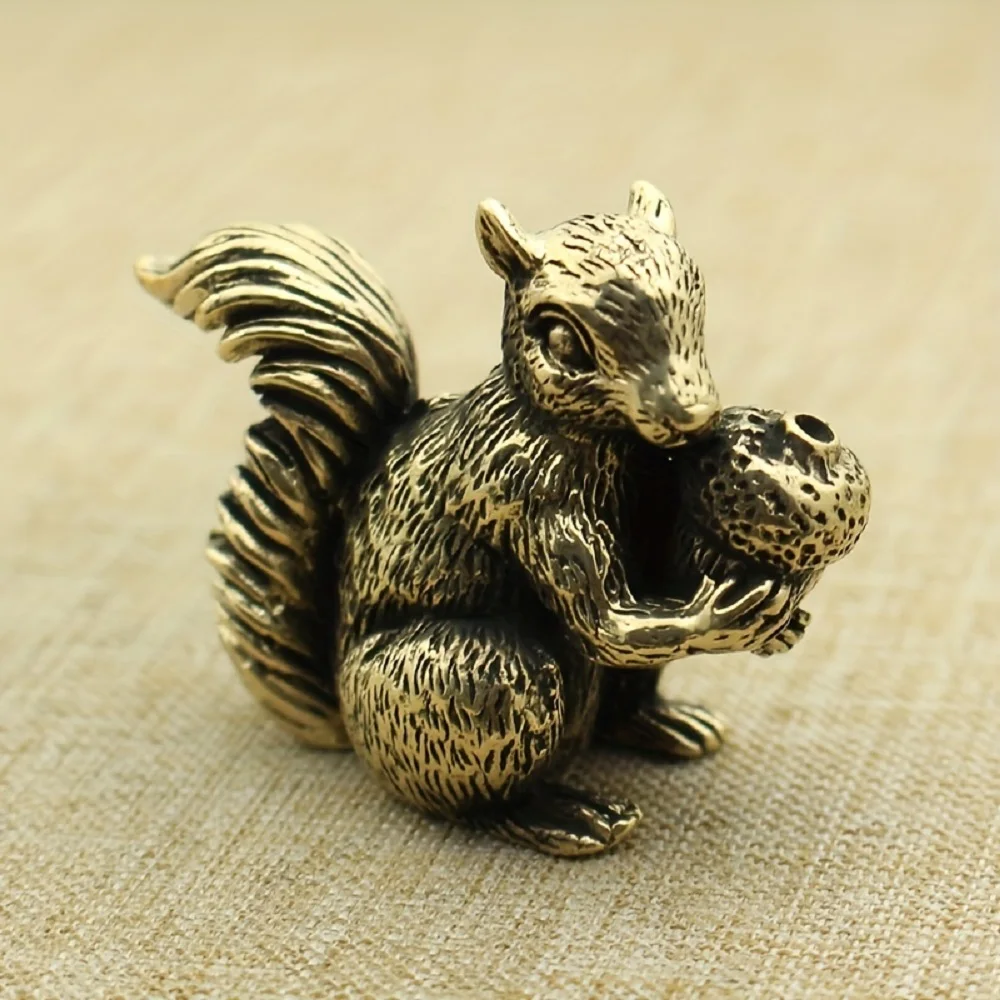 Vintage Copper Statue Miniature Squirrel Figurines Desk Ornament Teapot Incense Holder