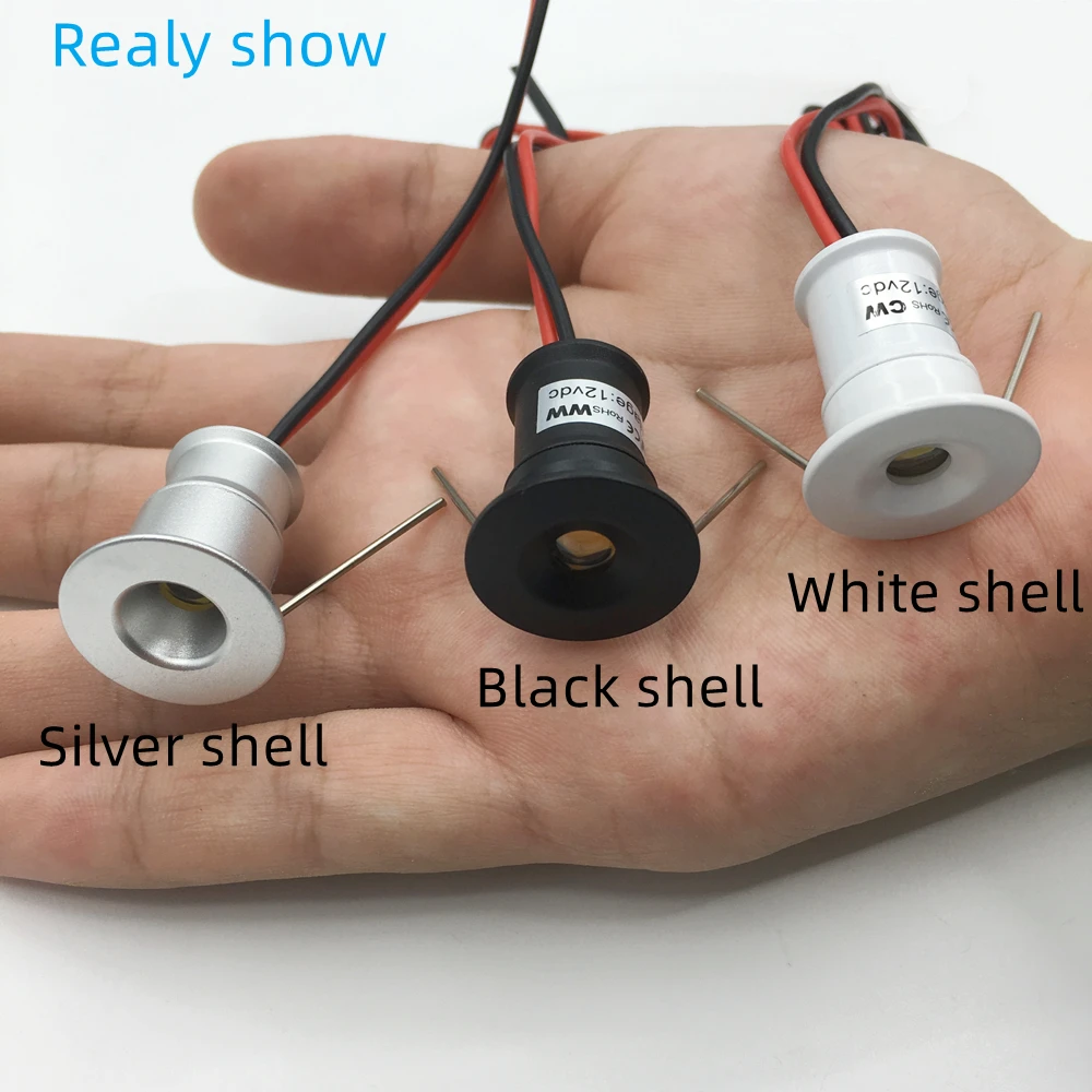 IP65 Mini LED Downlight 24V 1W Silver/Black/White indoor 15MM Recessed Led Spot Light Dimmable Jewelry Cabinet Ceiling Spotlight