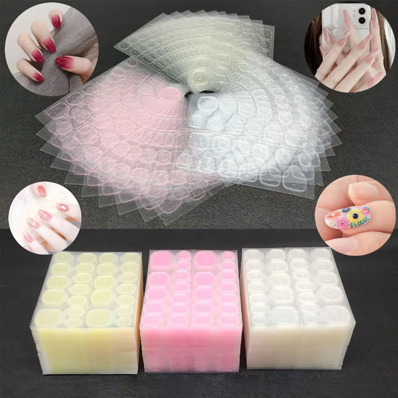 Nail Glue 10 Sheets Double Sided Nail Glue False Nails Accessories Reusable Adhesive Fake Nails Sticker Manicure Tools