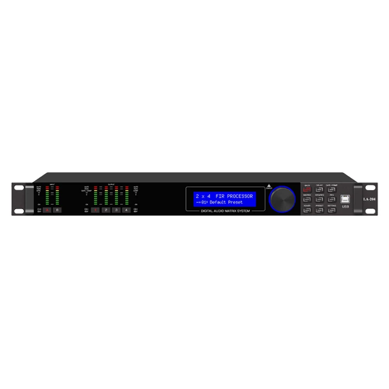 Paulkitson LA204 2 In 4 Out Professional Digital Audio Processor Speaker Management System With Fir Audio Processor 64Bit DSP