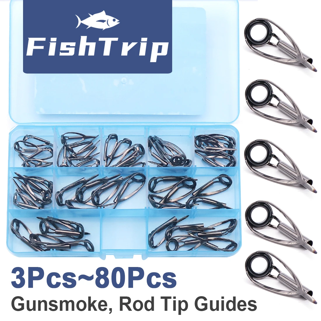 Kit réparation anneaux FishTrip 3 à 80 pièces pour cannes spinning et casting