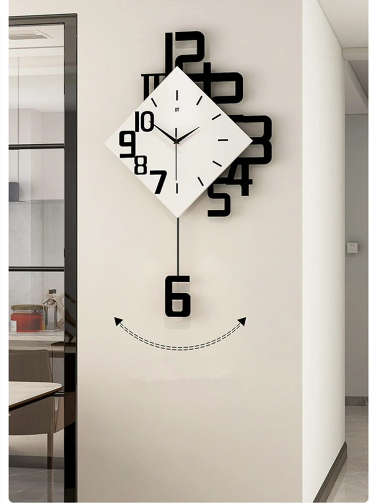 Swingable Wall Clock for Living Room, Simple Hanging Horologe, 3D Modern Design Home Wall Watch, Home Decoration