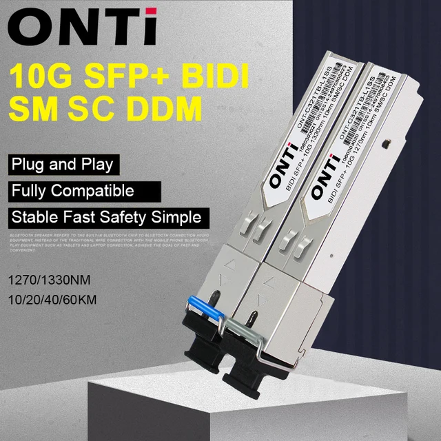 Модуль ONTi 10G BIDI SM SC WDM SFP+, 1270/1330 нм, одномодовый оптоволоконный модуль 10-60 км, совместимый с коммутатором Cisco 1