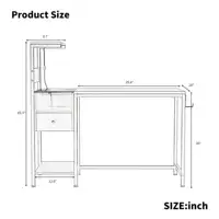 Computer Desk with LED Lights, Gaming Desk with Reversible Shelves and Charging Station, Rustic Brown 2