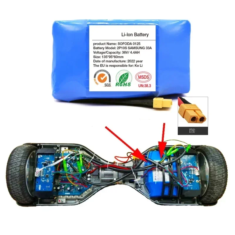 36V 7.0Ah Battery Hoverboard Rechargeable Li-ion Battery Pack Li-ion Cell For Electric Self Balance Scooter Hoverboard Unicycle 5