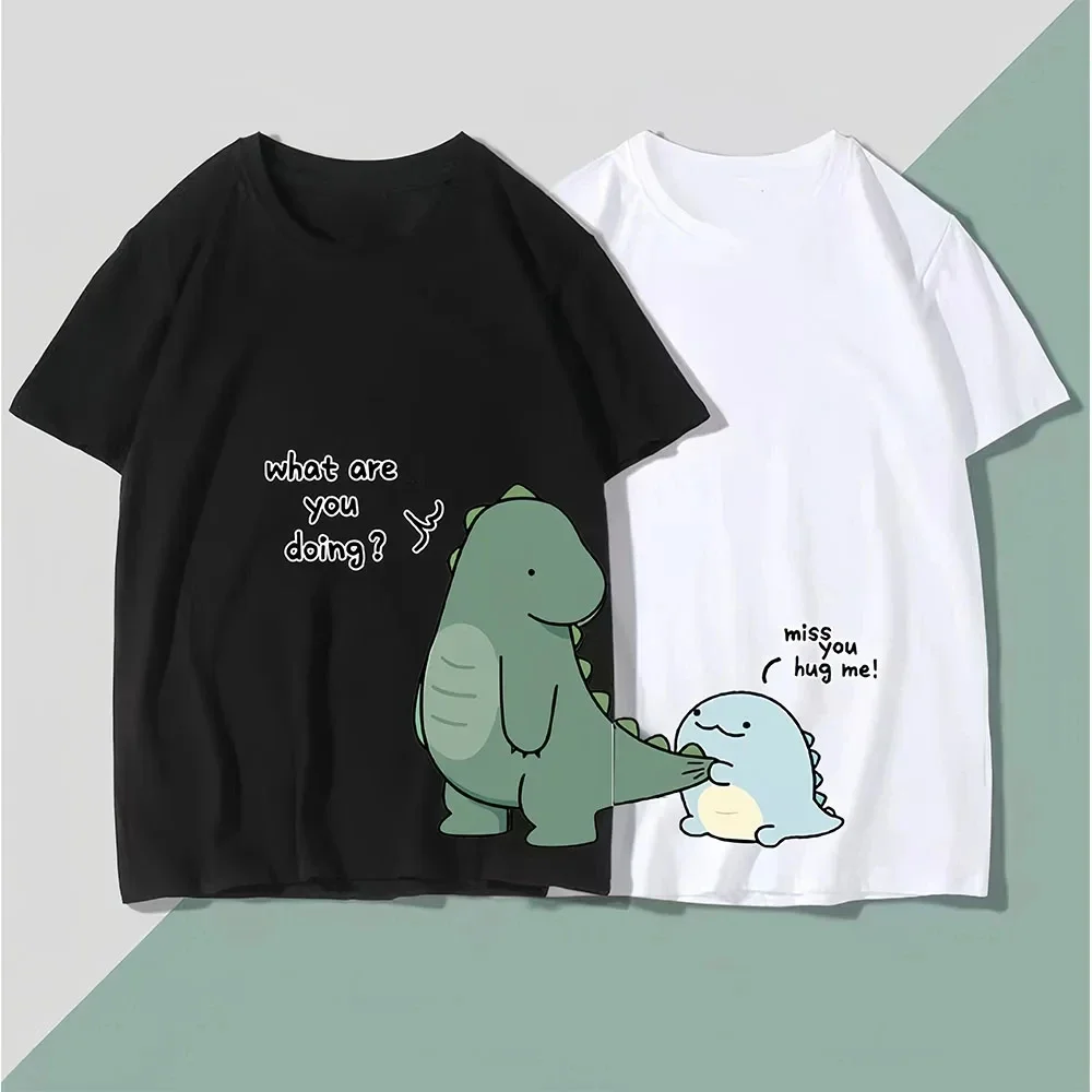 

Dinosaur Matching Brands Couple T-Shirt High Quality Summer Casual Loose Short Sleeved Tshirt Tee For Boyfriend Girlfriend Girl