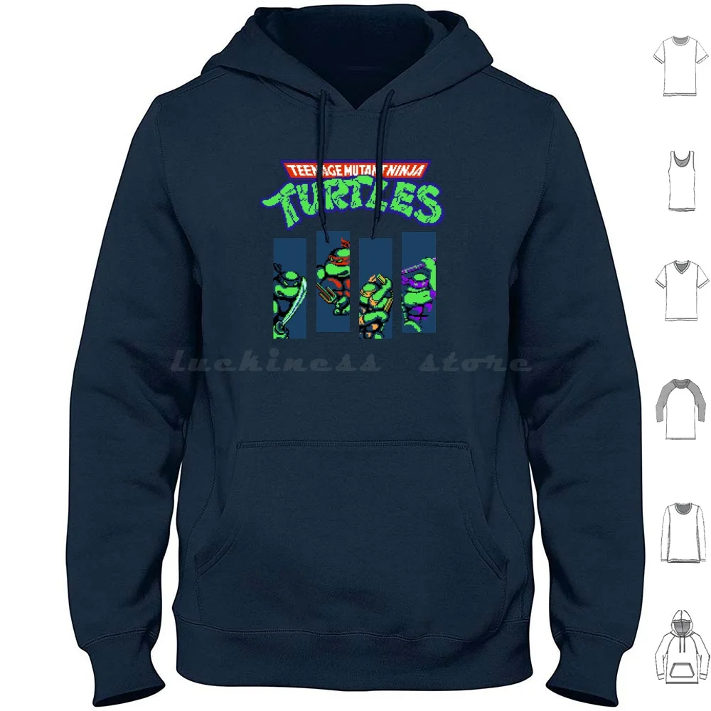 (Nes) Felpe Con Cappuccio Manica Lunga Nes 80S 1980S Rad Retro Gamer 8 Bit Gameboy Battletoads Double Dragon Contra Blaster Master