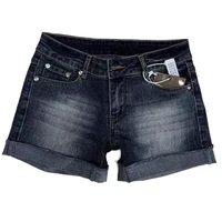 Retro Roll Up Hem Deep Blue Denim Shorts Women Summer Sexy Low Rise Hip Covering Hot Pants American Distressed Washed Jean Short - Image 6
