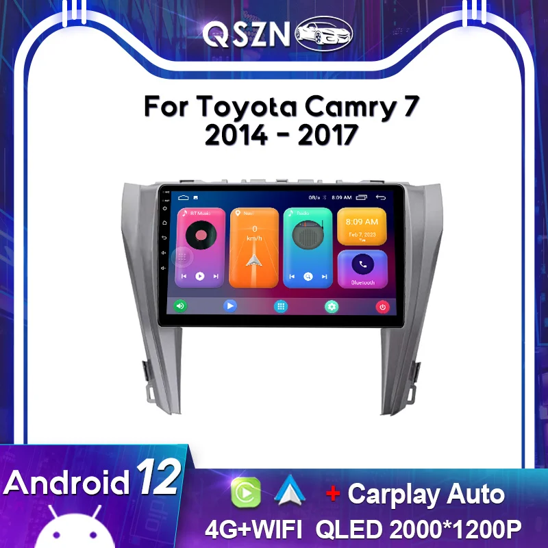 

QSZN 2K QLED For Toyota Camry 7 2014-2017 Car Radio Carplay GPS 4G Navigation Multimedia Video Player Head Unit Autoradio Stereo