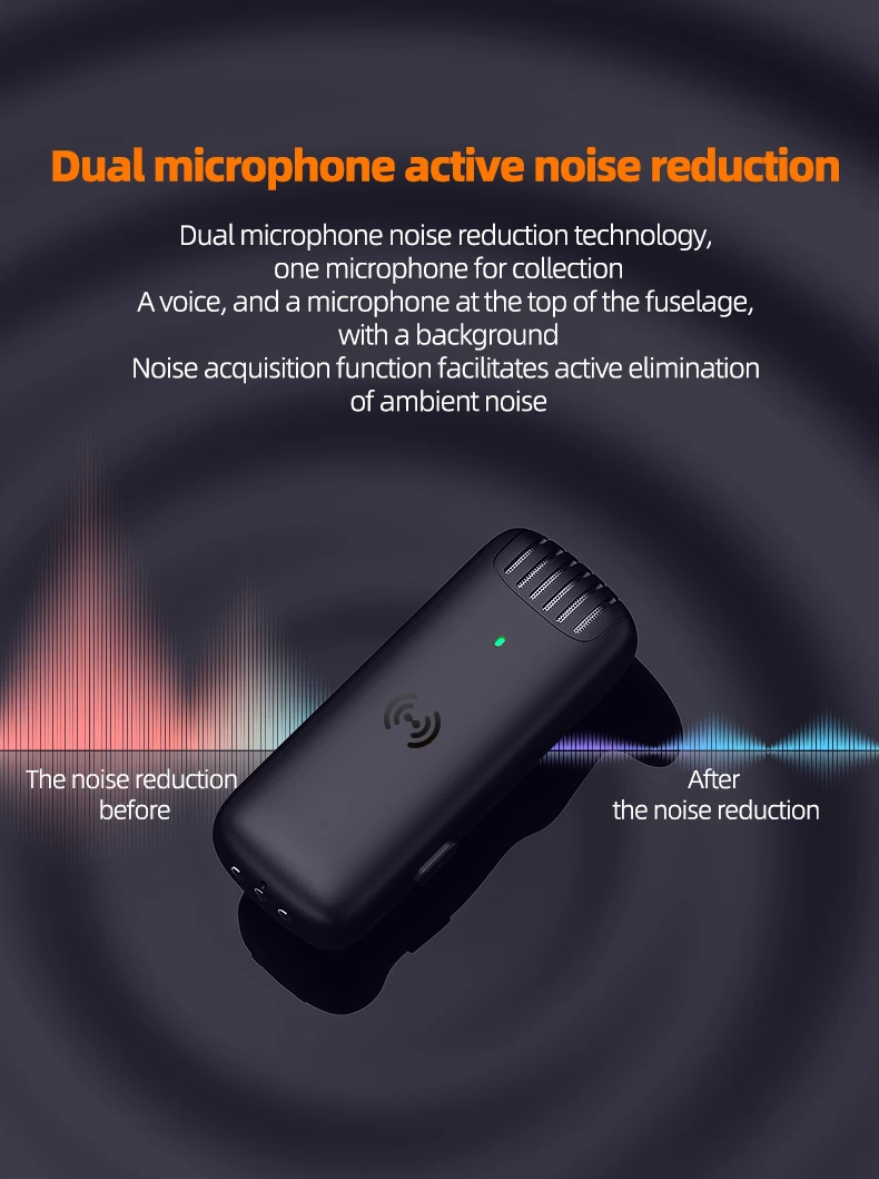 Wireless Lapel Microphone Lavalier Mic Noise Reduction Live Interview Mobile Phone Recording for iPhone Type C with Charging Box wireless headphones with mic