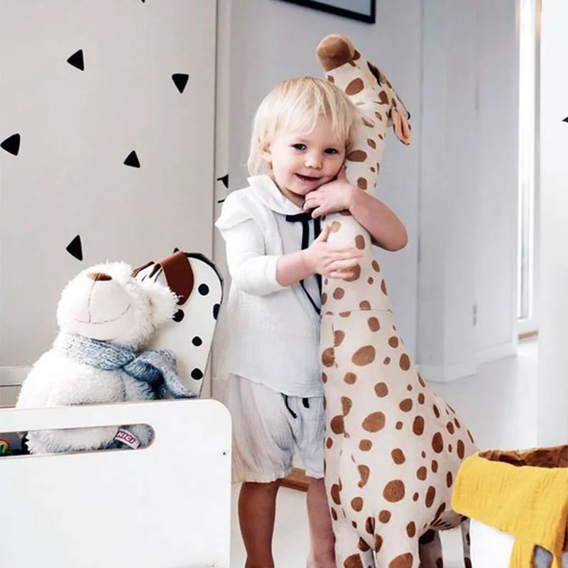 85cm Big Size Cute Giraffe Plush Toys Simulation Animals Giraffe Stuffed Doll Kids Room Bed Decor Child Gifts 2