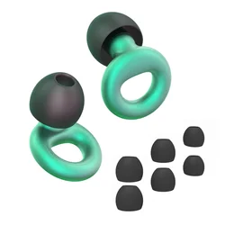 HUAK High Fidelity Reusable Silicone Ear Plugs for Focus, Sleep, and Music (Metal Green)