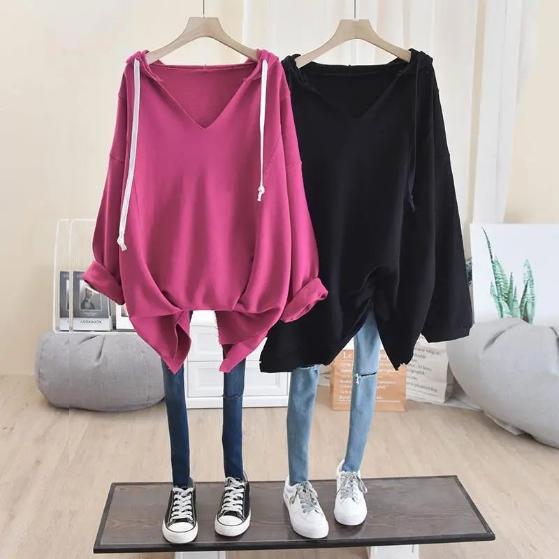 Plus Size 5XL 150kg Spring Hooded Top Women Casual Streetwear Women Long Sleeve Hoodies Outwear