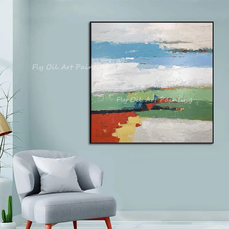 

Пейзаж красочный 100% ручная роспись масляная живопись абстрактная картина для чтения комната Декор Куадрос настенные картины
