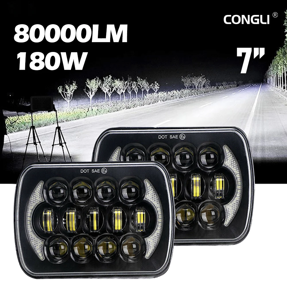 180W 120000Lm 5X7 7X6 Quadrato 7 Pollici Led Faro Led Faro Hi/Low Segnale Di Svolta Per 4X4 Suzuki Samurai Jeep Wrangler Off Road