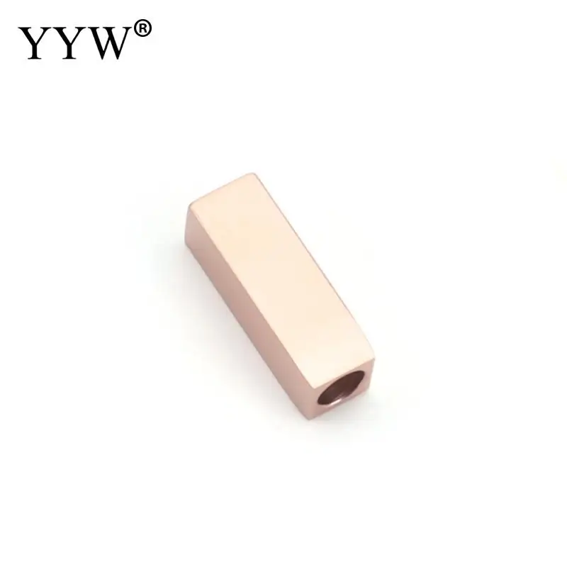 10Pcs Stainless Steel Slider Rectangular Tube Beads Slide Charms For Leather Cord Beacelets Necklace Jewelry Making Accessories
