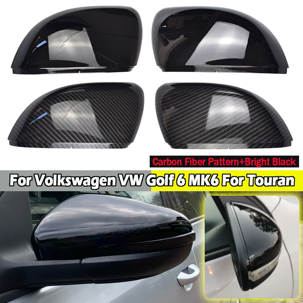 2pcs  Balck ̵  ̷ Ŀ ĸ  ٰ  6 MK6 R GTI VI 2009-2013 Rearview Side Mirror Cover