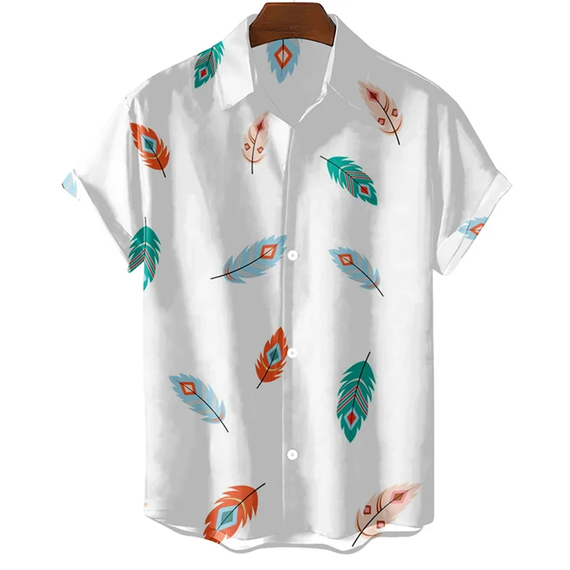 thumbnail image 1 of Camisetas con gráficos de plumas de pájaro para hombres, ropa con estampado 3D, camisas hawaianas de playa, camisetas de manga corta Y2k, ropa vintage, blusa con solapa, 1 of 5