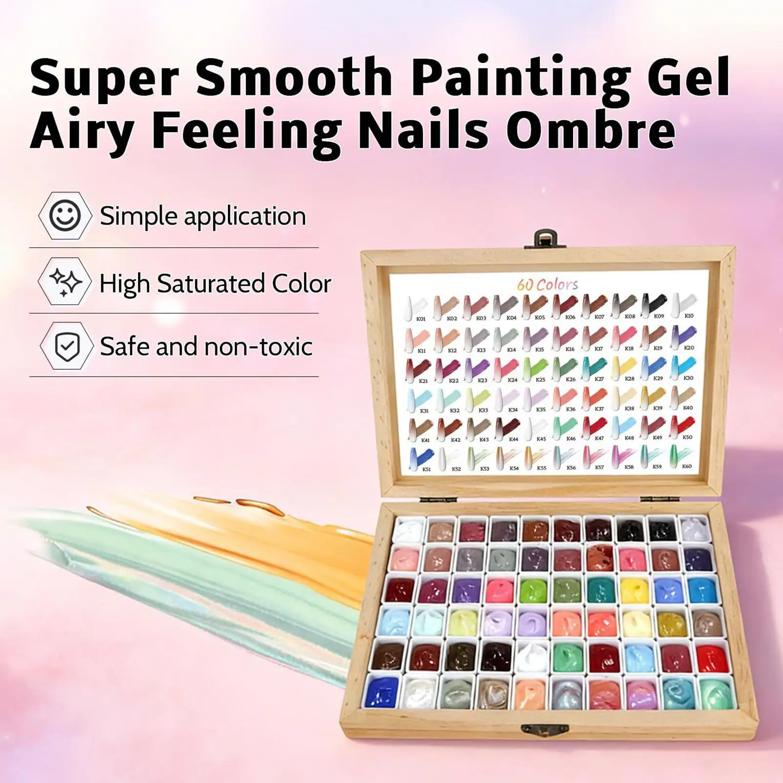 60 colori di gel per unghie senza bisogno di pulizia, altamente pigmentato, per uso domestico, viaggi, dormitori, saloni, per donne, ragazze e principianti. - immagine 6