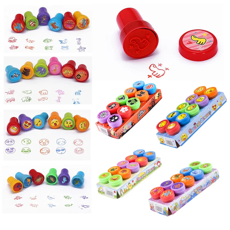 Kids Seal Toy Stamps Cartoon Animals Dinosaur For Stamper DIY Scrapbook Cartoon Stamper Toys for Boys Girls Gift