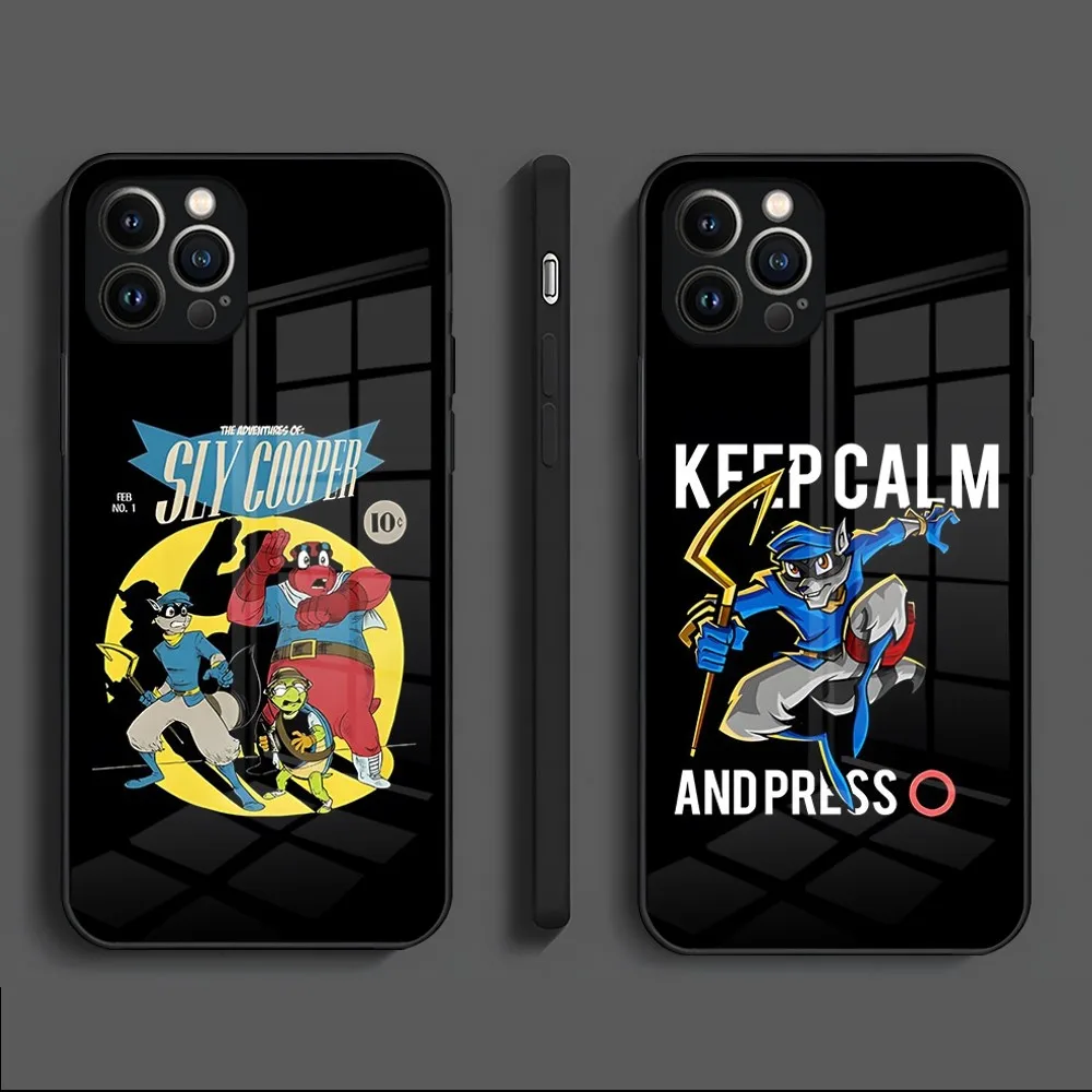 Cartoon Sly Cooper Phone Case For Iphone 15 14 Pro 12 11 13 Mini X Xr Xs Max 8 7 6 Plus Se Glass Design Back Cover