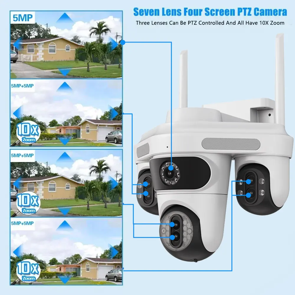 4K 35MP Wfii PTZ IP Security Camera Outdoor 10X Zoom Auto