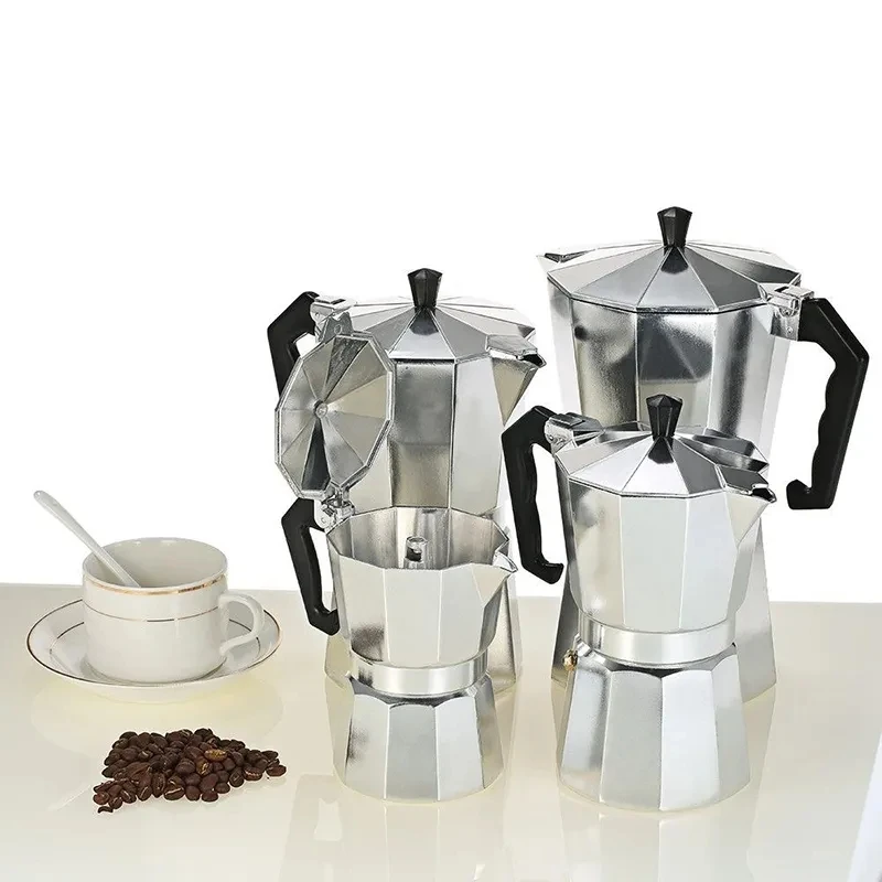 Caffettiera In Alluminio Durevole Moka Caffettiera Expresso Caffettiera Pratica Caffettiera Moka 50/100/150/300/450/600Ml