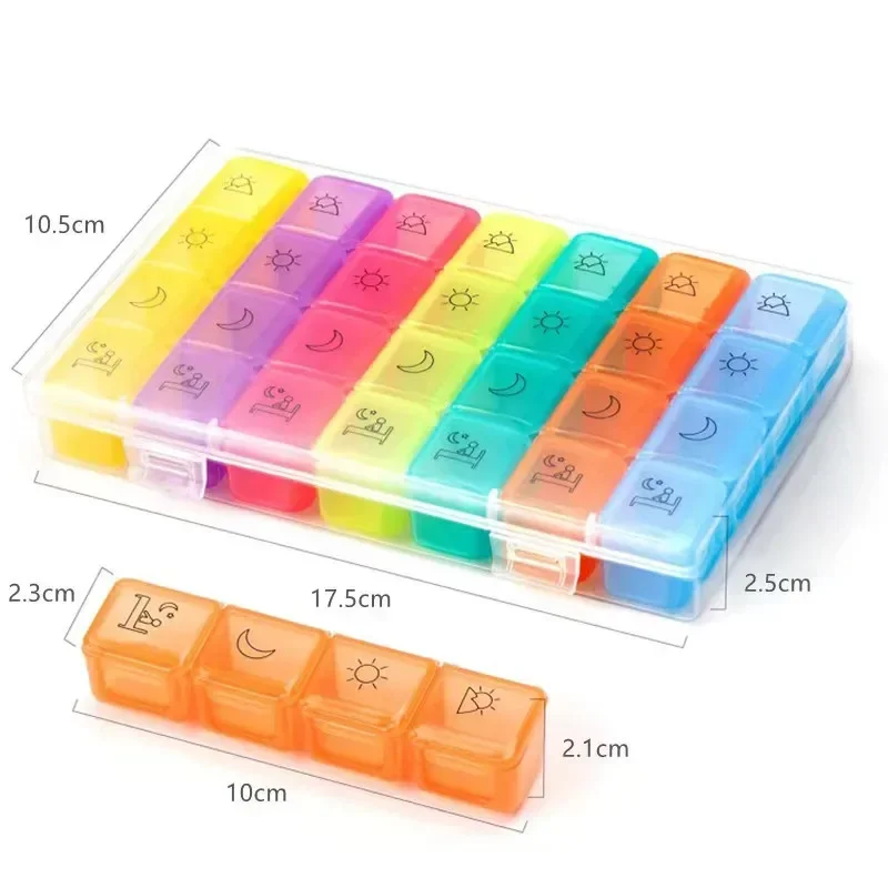 21/28 Grids Pillbox Storage Box for Pills Portable Weekly 7 Days Medication Case Pill Container Organizer Plastic Box