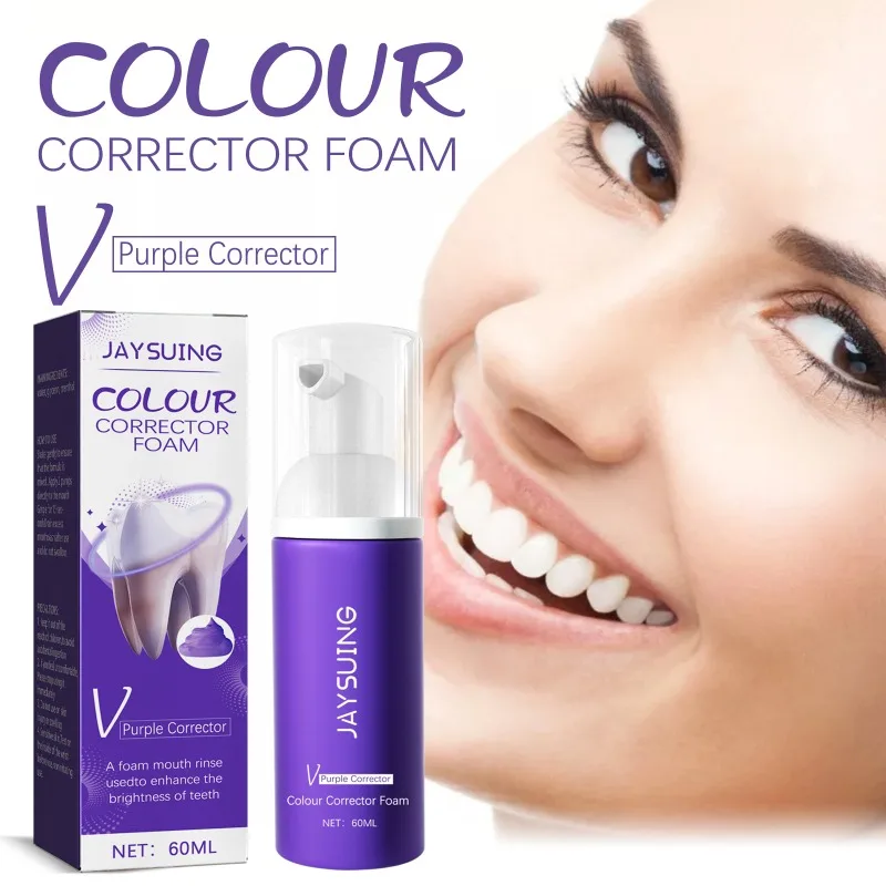 

Purple Brighten Whitening Yellow Teeth Toothpaste Foam Cleaning Effective Removing Tooth Stain Oral Cleaning Product 60ML