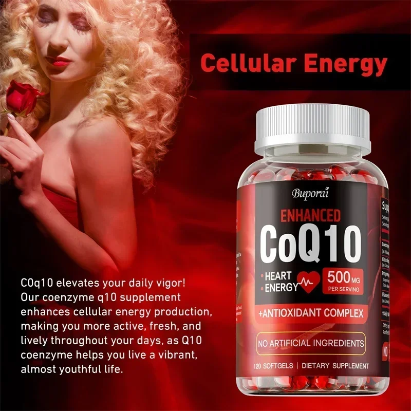 CoQ10 Supplement - Supports Heart and Cardiovascular Health, Anti-Aging, Energy Supplement, Gluten-Free, Non-GMO 5