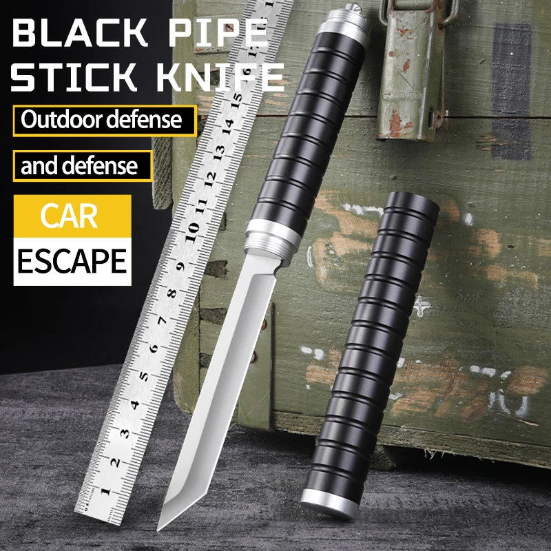 

Black vehicle defense weapon outdoor defense knife hunting knife survival knife fixed blade stick medium knife tactical knife