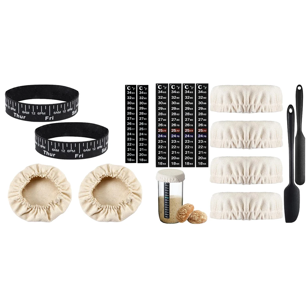 Sourdough Starter Kit Feeding Day Tracker Band Fits 3-4 Inch Diameter Jars Dough Scraper Spatula Baking Supplies
