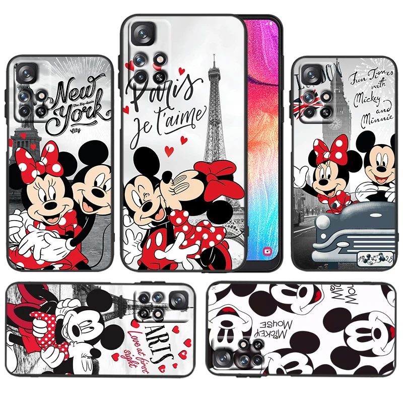 

Mickey Minnie London New York For Xiaomi Redmi 11 Prime 10 10X 9T 9C 9C 8 A1 K50 K40S Gaming 4G 5G Silicone Black Phone Case