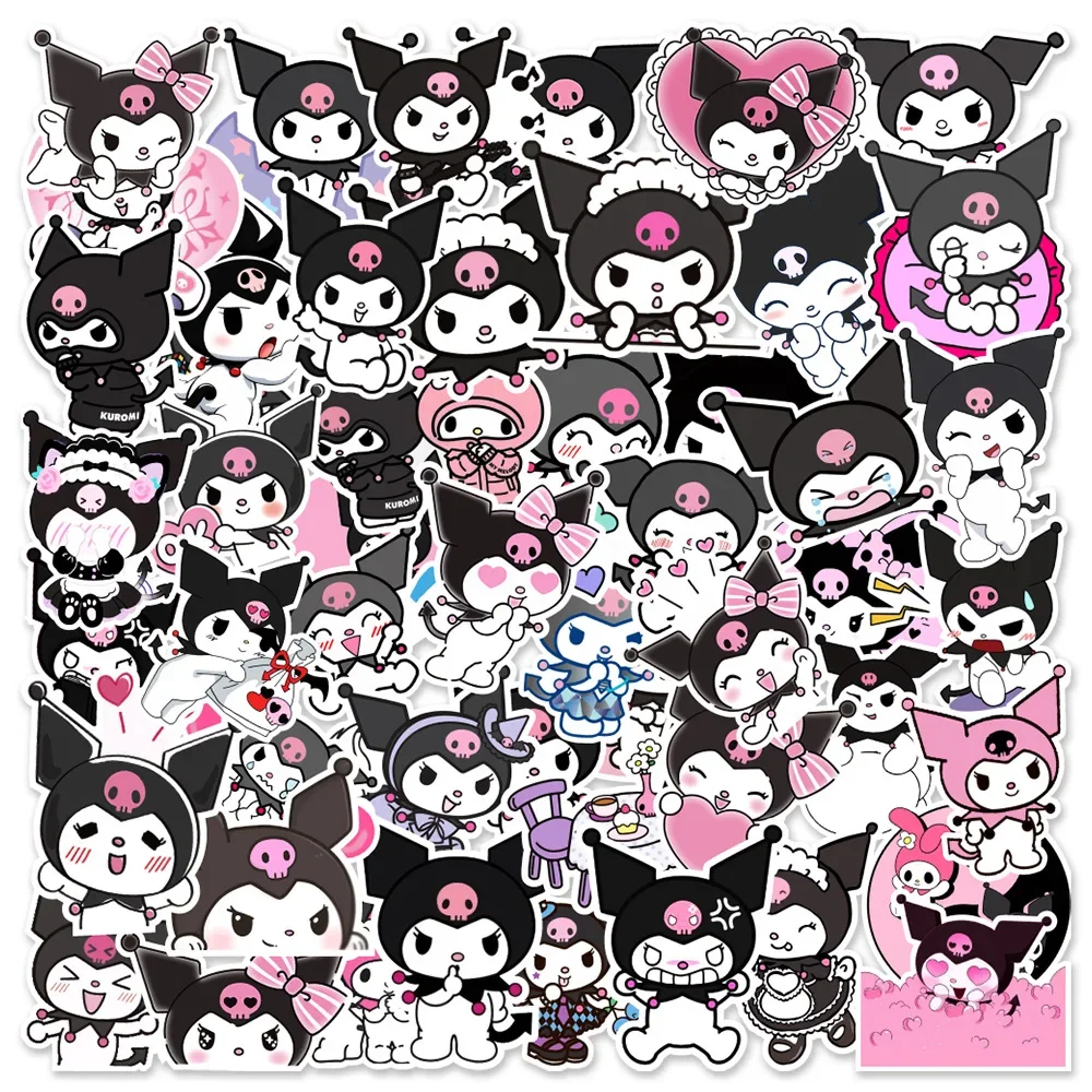 50Pcs Sanrio Anime Kuromi Stickers Laptop Skateboard Guitar Suitcase Motorcycle Graffiti Decal Waterproof Kawaii Sticker Toy anime stickers
