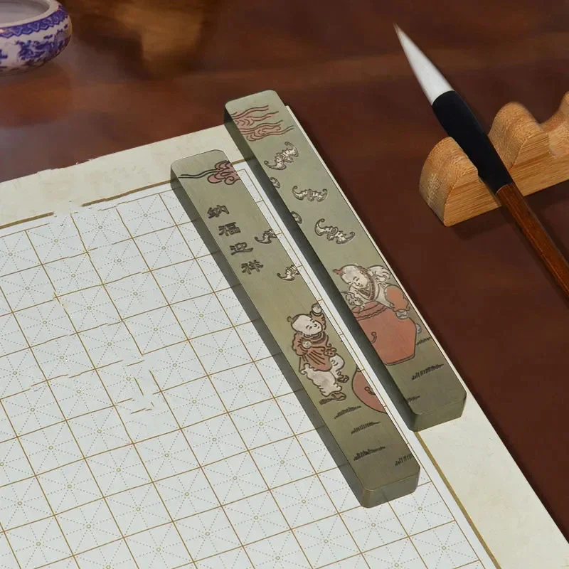 빈티지 구리 페이퍼웨이트 황동 붓꽂이형 페이퍼웨이트 앤틱 캘리그라피 페인팅 페이퍼웨이트 장식 예술용품